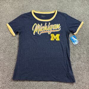 NEW Michigan Wolverines Shirt Womens Extra Large Blue Yellow Glitter Ladies